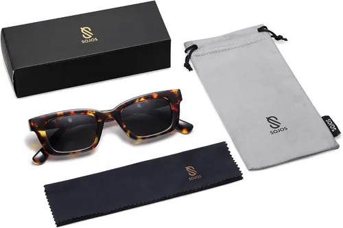 Vista 6 de SOJOS SJ2134 - Gafas de sol rectangulares para hombres y mujeres