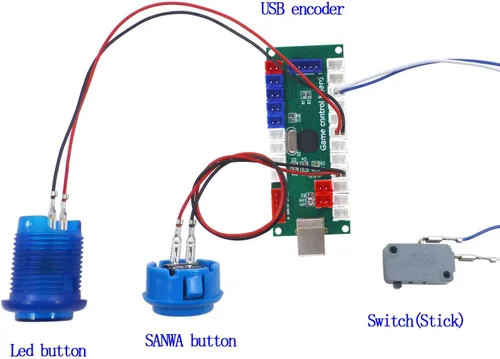 Vista 4 de Juego de arcada USB codificador cero retardo Arcade botón Joystick controlador para PC Raspberry Pi MAME