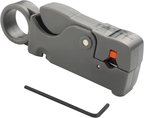 Vista 11 de Utoolmart Herramienta de corte de cable coaxial coaxial giratorio para RG58/59/62/6/3C2V/5C Pelacables Gris con bolsa 1 unids