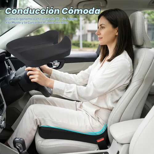 Vista 2 de Memory Foam Car Seat Cushion for Driving for Good View & Sciatica Relief Black