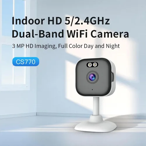 Vista 2 de EVERSECU Cámara WiFi con cable de 5 Ghz 2K, cámaras de seguridad para el hogar de interiores para bebé/anciano/perro/mascota con aplicación