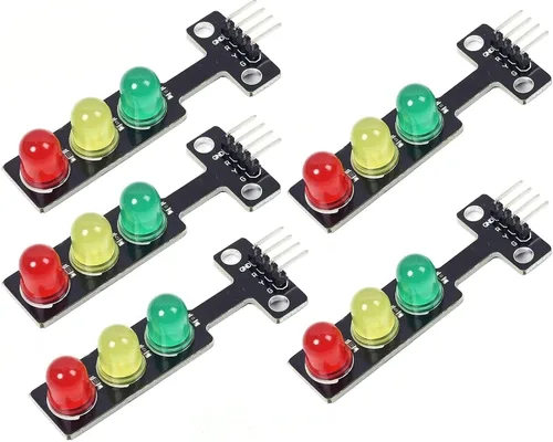 Vista 3 de Adeept Mini semáforo LED DC 5 V 0.197 in módulo de pantalla para Arduino, Raspberry Pi, modelo de sistema de tráfico
