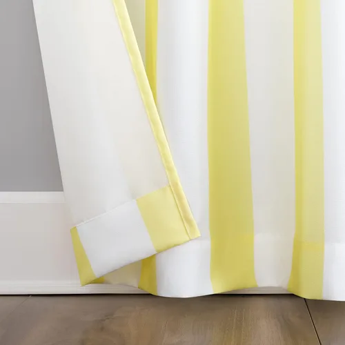 Vista 4 de Par de paneles de cortina con ojales Sun Zero Valencia estilo cabaña a rayas para interior/exterior con protección UV y eficiencia energética