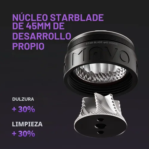 Vista 3 de MAVO Molinillo de café manual, Phantox Pro molinillo de café rebaba, núcleo de molienda profesional de acero inoxidable de 45 mm, capacidad 30 g