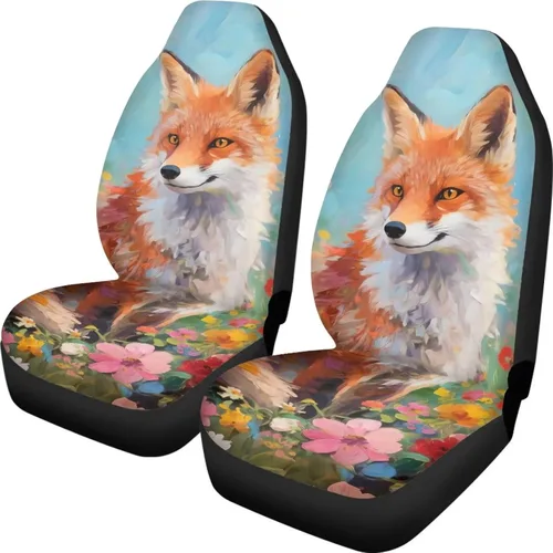 Vista 8 de Funda de asiento de automóvil con margaritas bohemias, diseño hippy arcoíris, margarita, flores, antideslizante, SUV, sedán, furgoneta, protector