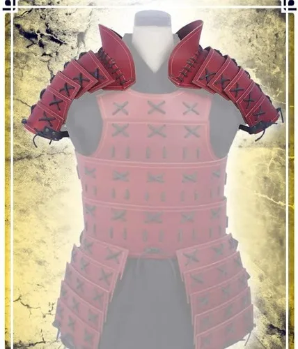 Vista 3 de Cubrehombros Samurai - Armadura de cuero para LARP y cosplay