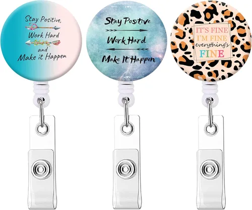Vista 64 de Carrete retráctil para credenciales de enfermera, lindo nombre, carretes decorativos para tarjetas de identificación con clip en soportes