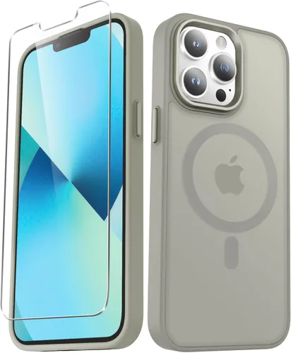 Vista 23 de YENAPOON Funda magnética mate para iPhone 11 con 1 protector de pantalla, compatible con Magsafe, translúcida esmerilada, delgada, a prueba