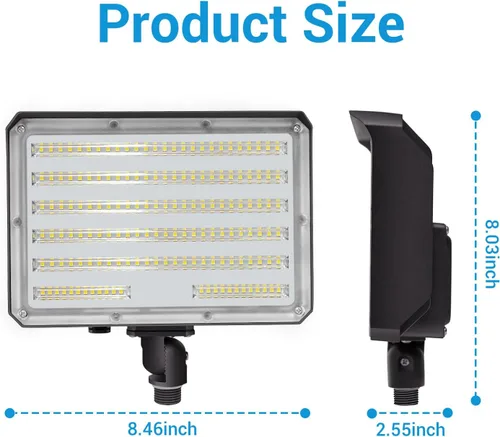 Vista 5 de Luz de Inundación LED para Exteriores de 100W, AC100-277V 14000 Lúmenes 5000K IP65 Impermeable Montaje de Nudillo Reflector para Patio Jardín