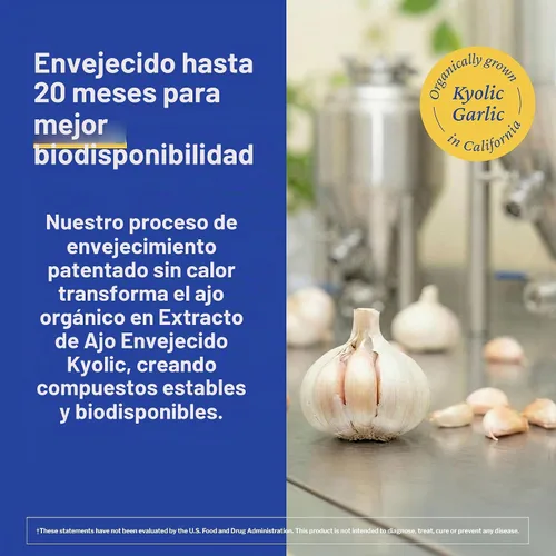 Vista 6 de Kyolic Fórmula 103 de extracto de ajo envejecido, apoyo inmunológico*, 100 cápsulas Bioavailable Blend with Mushroom Complex, Astragalus, Olive