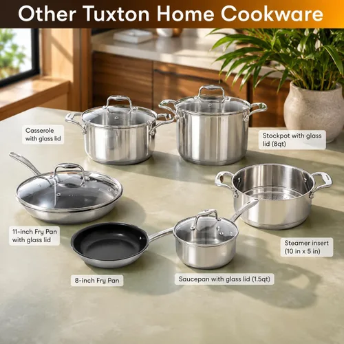 Vista 9 de Tuxton Home Nevada - Cacerola cubierta de 2 cuartos de galón; acero inoxidable, libre de PFTE y PFOA, apta para congelador a horno, compatible