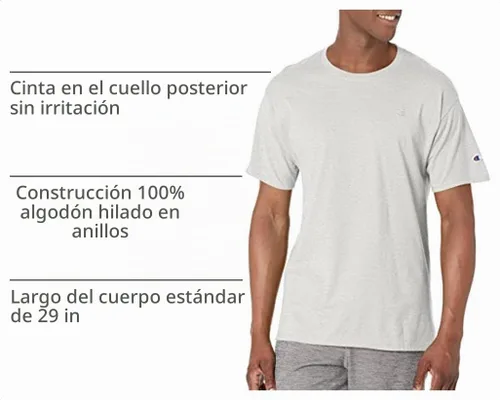 Vista 4 de Champion Men's Classic Short Sleeve T-Shirt, Standard Fit, Midweight 100% Cotton, Available in Regular and Big & Tall