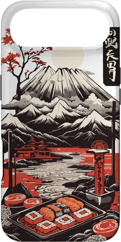 Vista 27 de Aesthetic Sushi Design Vintage Colour Woodcut Ukiyo-E Style Case for iPhone 16