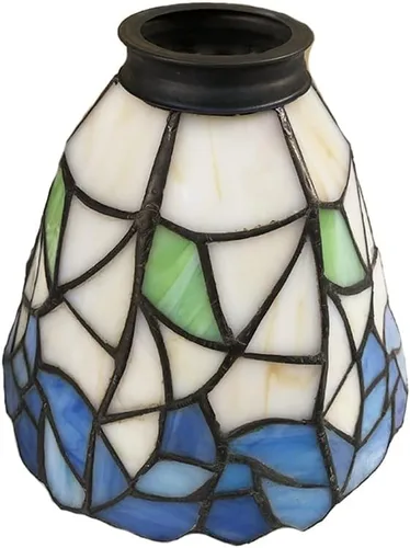 Vista 2 de HUIMEIJU Tonos de cristal Tiffany, tonos azules y blancos, pantallas de abanico de vidrieras, lámparas de pared, pantallas de repuesto de pantalla