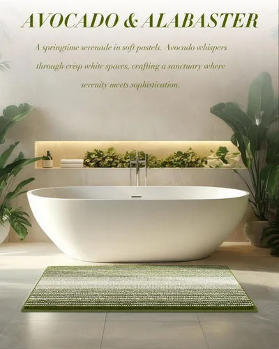 Vista 6 de BSICPRO Tapetes de baño de felpilla, 20 x 32 pulgadas, antideslizantes, absorbentes, suaves, peludos, para baño, lavables a máquina (salvia)