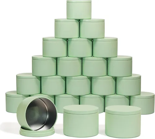 Vista 15 de Aroparc Latas para velas de 8 onzas con tapas, paquete de 24 tarros redondos de metal sin costuras, recipientes vacíos a granel para bricolaje Negro
