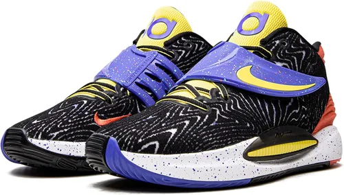 Vista 2 de Nike Zapatos de baloncesto KD 14 para hombre, NegroBlancoAmarillo Strike-fusion Red, 10