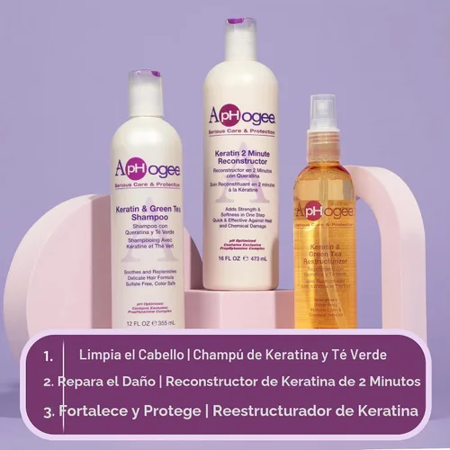 Vista 10 de Reparador de queratina y té verde ApHogee, 8 onzas líquidas