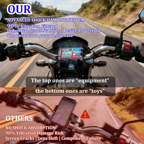 Vista 2 de LOKTENWO Soporte de teléfono para motocicleta con amortiguador de vibraciones y bloqueo seguro de alta velocidad, antirrobo, ATV, scooter, manillar