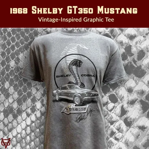Vista 2 de Camiseta gráfica retro para hombre, Shelby GT350 Mustang 1968, regalos Shelby para amantes de los autos clásicos