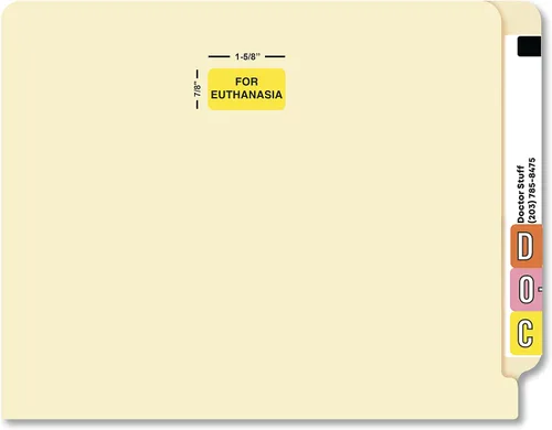 Vista 3 de para instrucciones de cuidado veterinario de eutanasia instrucciones veterinario, material médico, 1-5/8" x 7/8", amarillo fluorescente, 560/rollo