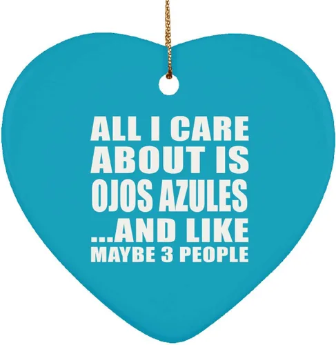 Vista 5 de Designsify Christmas Tree Decoration, All I Care About Is Ojos Azules, Heart Ornament Blue, Gifts for Birthday Anniversary Valentines Mom Mothers