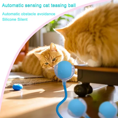 Vista 8 de Pelota interactiva de juguete para perros y gatos: pequeño juego para mascotas con luz LED y cola de cuerda para activar el movimiento, lindo regalo