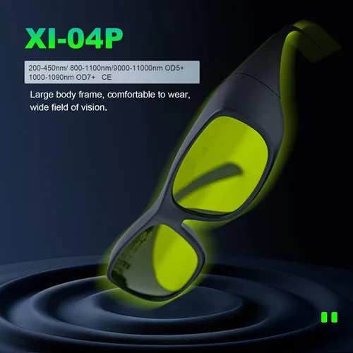 Vista 3 de Gafas de seguridad láser XI-04P Gafas de seguridad láser 200-450nm/800-1100nm/1000-1090nm Profesional OD7+YAG Gafas protectoras láser industriales