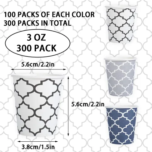 Vista 2 de Clawsoff [Paquete de 300] Vasos de papel de 3 onzas, vasos pequeños para enjuague bucal de 3 onzas, mini vasos de baño desechables, vasos de papel