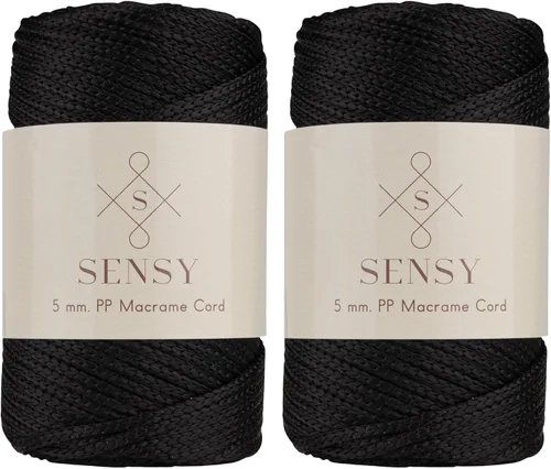 Vista 119 de Sensy - Cuerda de poliéster prémium de 0.197 in y 104 yardas, 100% polipropileno, cordón de macramé de 0.197 in, cuerda de ganchillo para bolsa