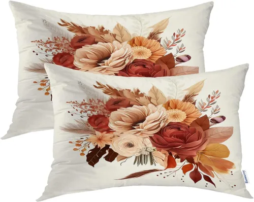 Vista 93 de Batmerry Fundas de almohada de bosque de arce otoñal, casas de sillas de madera, hojas amarillas, fundas de almohada decorativas, impresión digital