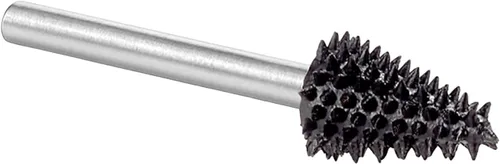 Vista 2 de Kutzall Rebaba giratoria cónica extrema, eje de 1⁄8", muy gruesa - Broca para tallado de madera para Dremel, Foredom, DeWalt, Milwaukee. Carburo
