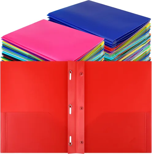 Vista 15 de Cholemy Paquete de 72 carpetas de bolsillo con puntas, carpetas de plástico resistente con ranura para tarjetas de visita, sujetadores de 3 puntas