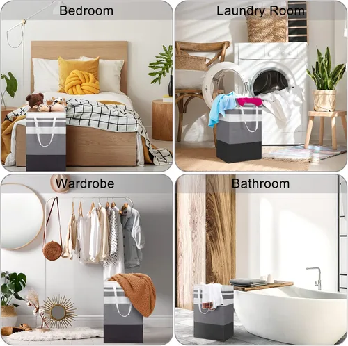 Vista 7 de Foaincore Paquete de 6 cestas de lavandería de 75 L, cesta grande para ropa sucia, a granel, impermeable, plegable, con asas en dormitorio, baño
