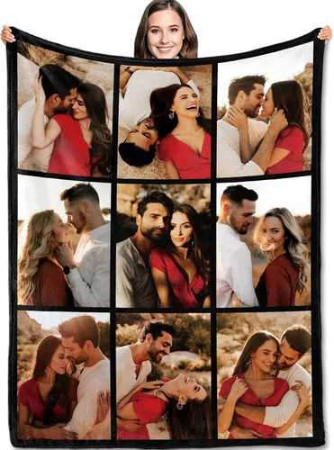 Vista 12 de Yofair - Manta personalizada con imagen y texto "I Love You" para aniversario, regalos, boda, mujeres, hombres, pareja, novio, novia, esposa y esposo