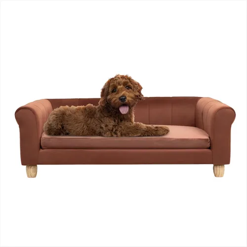 Vista 15 de Critter Sitters Sofá para Perros Rectangular de Microfibra Tostado de 36 Pulgadas para Perros de Tamaño Mediano, Cama Sofá Elevada Moderna
