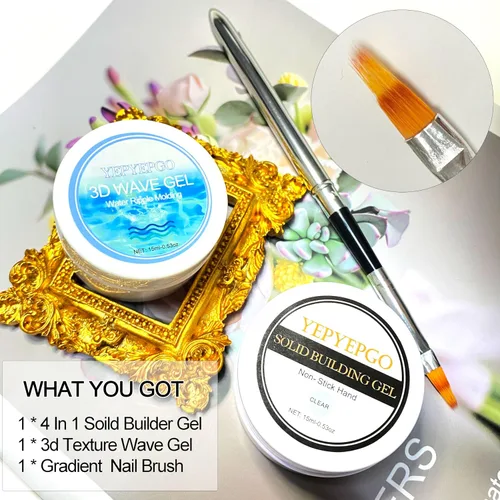 Vista 2 de Gel de escultura 3D para arte de uñas, 2 piezas de gel sólido no pegajoso para crear esculturas a mano y geles de moldeo 3D duros con Pro Brush UV