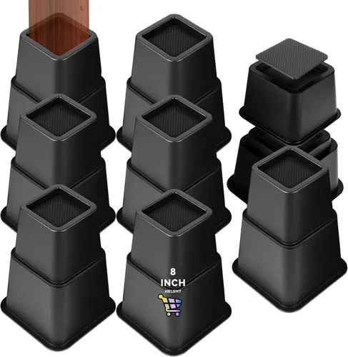 Vista 38 de Elevadores de cama ajustables de 8 pulgadas, soportes de elevación antideslizantes resistentes para camas, sofás, diseño cuadrado duradero