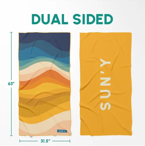 Vista 6 de SUN'Y Toalla de Playa de Microfibra Waffle – Sin Arena, Secado Rápido, Ultra Absorbente, Ligera y Compacta, Toalla de Viaje con Bolsa de Transporte