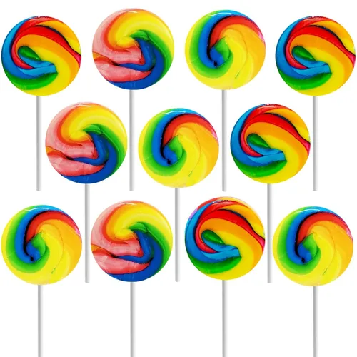 Vista 9 de Paquete de 12 paletas de remolino arcoíris, sabor a fruta mixta, pop envueltas individualmente, 1.5 pulgadas Swirl Pop (paquete de 12)