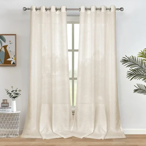 Vista 24 de Melodieux Cortinas Semitransparentes Negras de 63 Pulgadas de Largo para Ventanas Pequeñas de Sala de Estar y Dormitorio con Aspecto de Lino Rústico