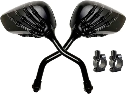 Vista 10 de Par de espejos distintivos de calavera y esqueleto para bicicleta de mano, espejo retrovisor lateral para manillar, soporte de montaje, abrazadera