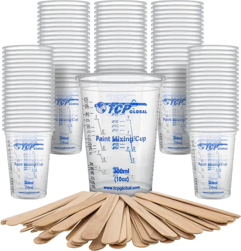 Vista 7 de TCP Global Vasos mezcladores de plástico graduados de 10 oz
