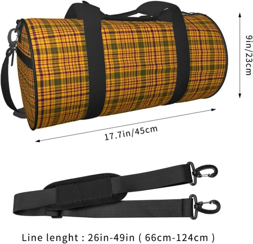 Vista 2 de Large Duffle Bag for Travel - Retro Orange Plaid Print Gym Bag for Women Men, Travel Foldable Bags for Women Men with Zippered Multiple Pockets