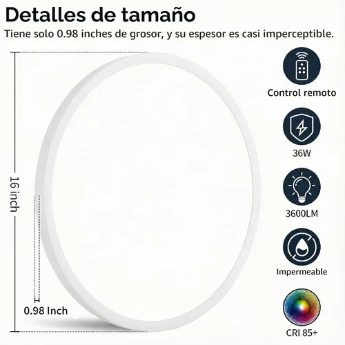 Vista 5 de MOONSEA Lámpara de techo regulable de montaje empotrado de 16 pulgadas para cocina
