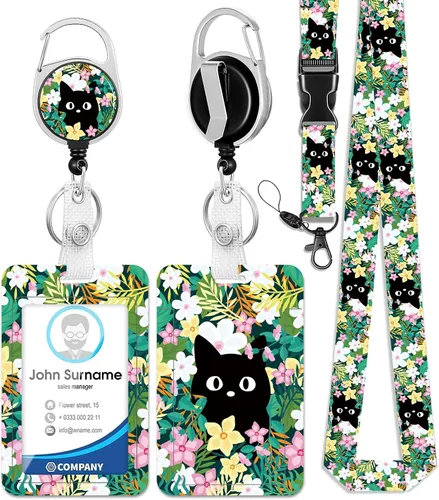 Vista 15 de HAKUNEI Be Kind Daisy - Soporte para tarjetas de identificación con cordón de separación, soporte positivo con carrete, retráctil, desmontable
