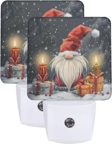 Vista 23 de Ouqiuwa Juego de 2 luces nocturnas enchufables para Navidad, rojo, invierno, feliz año nuevo, LED, sensor de movimiento, lámpara para dormitorio