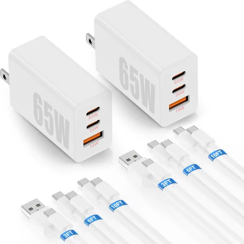Vista 9 de Cargador súper rápido de 65 W PD3.0 y 6/10 pies USBC Cable para Samsung