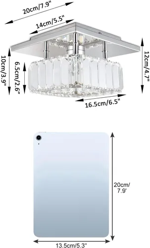 Vista 7 de CLAIRDAI Lámpara de techo de cristal cuadrada de montaje empotrado, lámpara de techo LED moderna para cocina, pasillo, vestíbulo, sala de estar