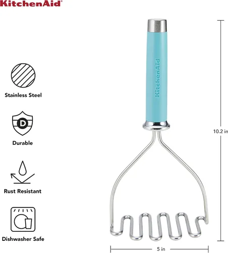 Vista 9 de KitchenAid Gourmet Machacador de Alambre de Acero Inoxidable, 10.24 Pulgadas, Azul Aguamarina